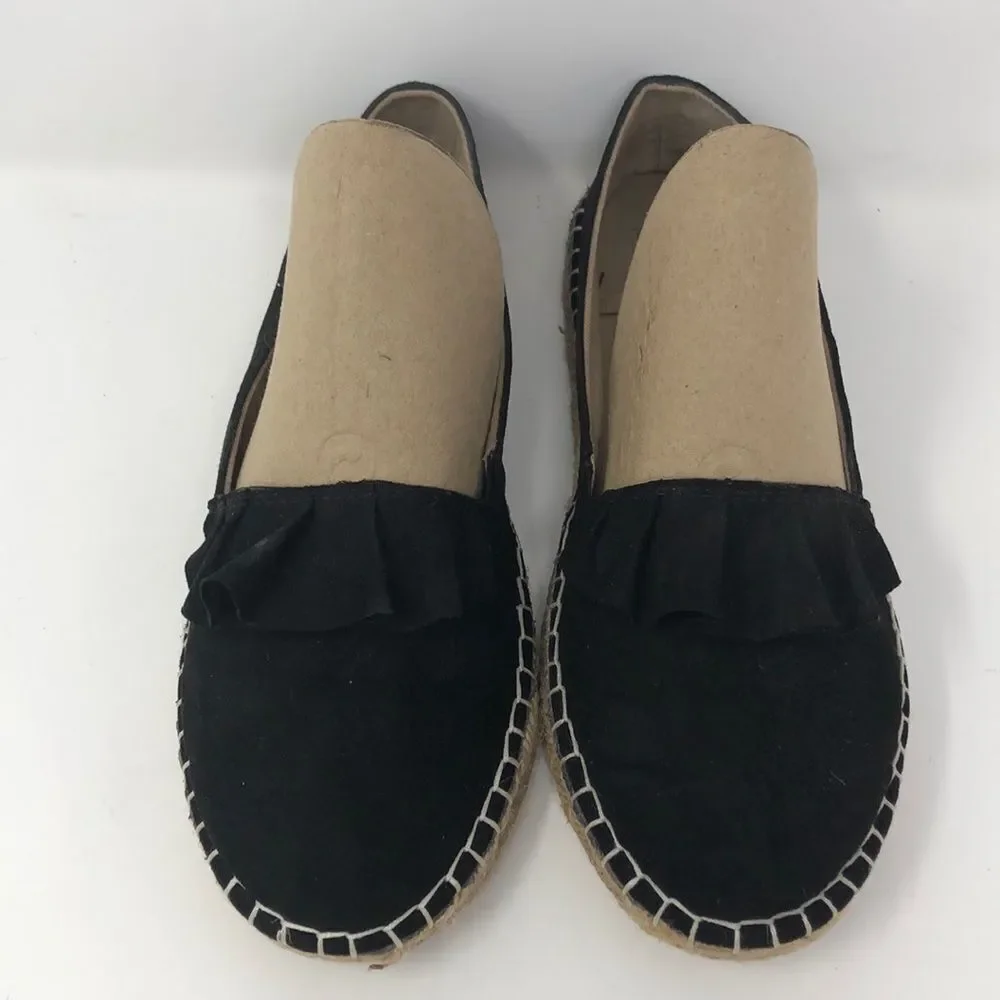 Time and Tru black, suede, ruffle espadrilles